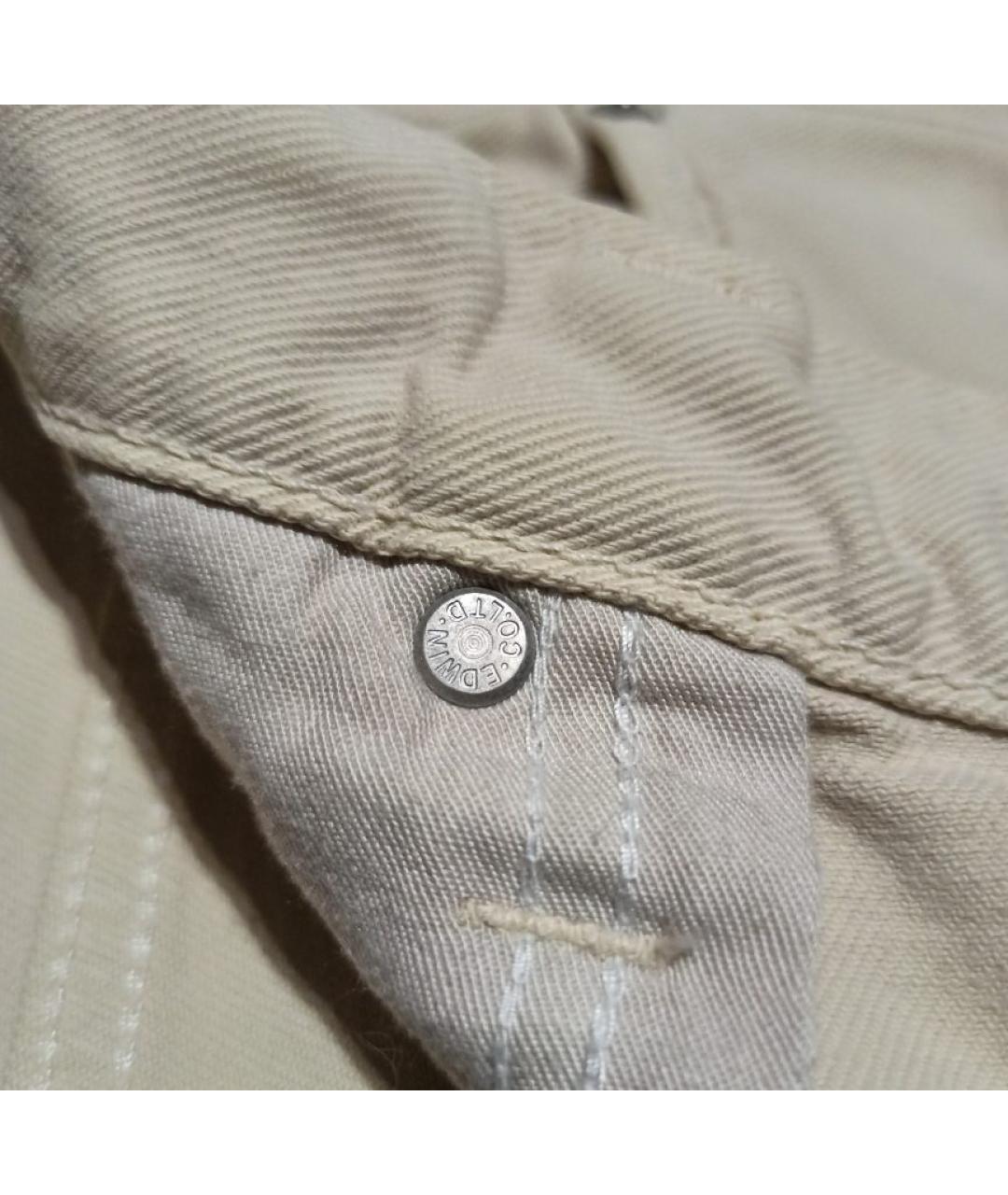 EDWIN Бежевые хлопковые прямые джинсы, фото 6