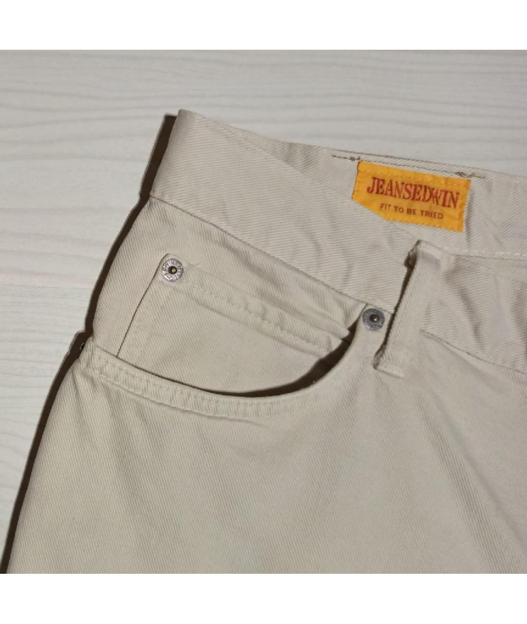 EDWIN Бежевые хлопковые прямые джинсы, фото 4
