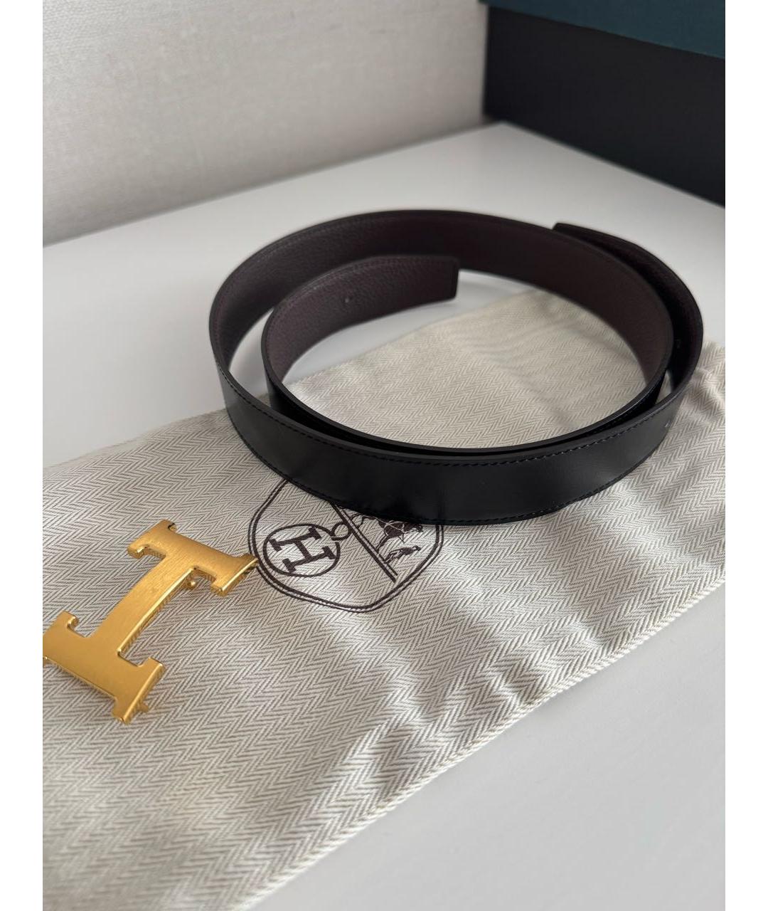 HERMES Черный кожаный ремень, фото 6