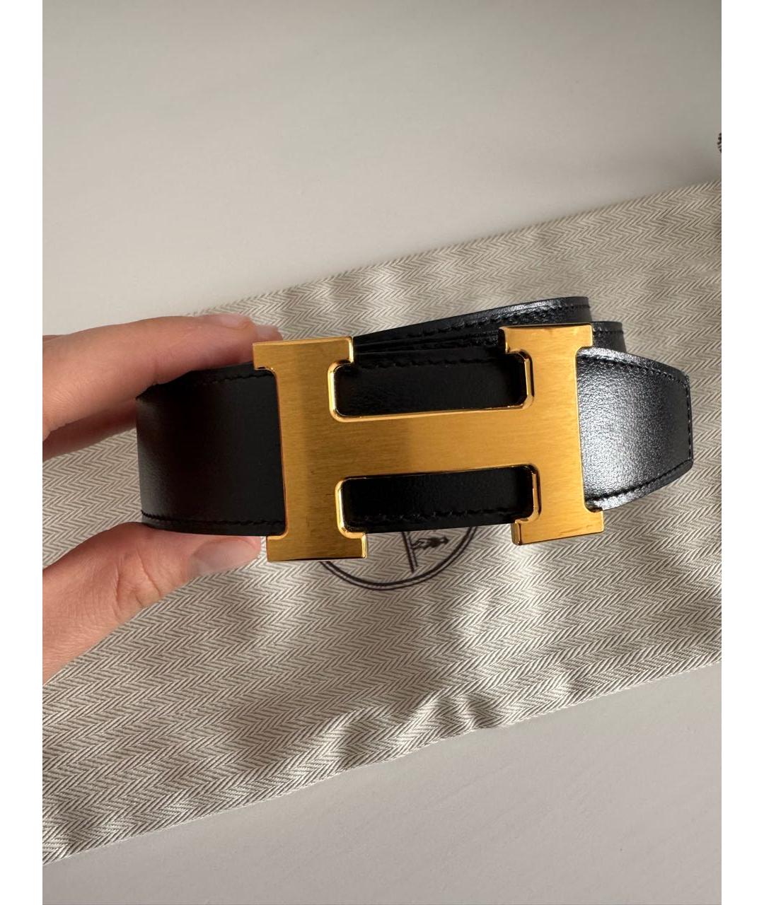 HERMES Черный кожаный ремень, фото 2