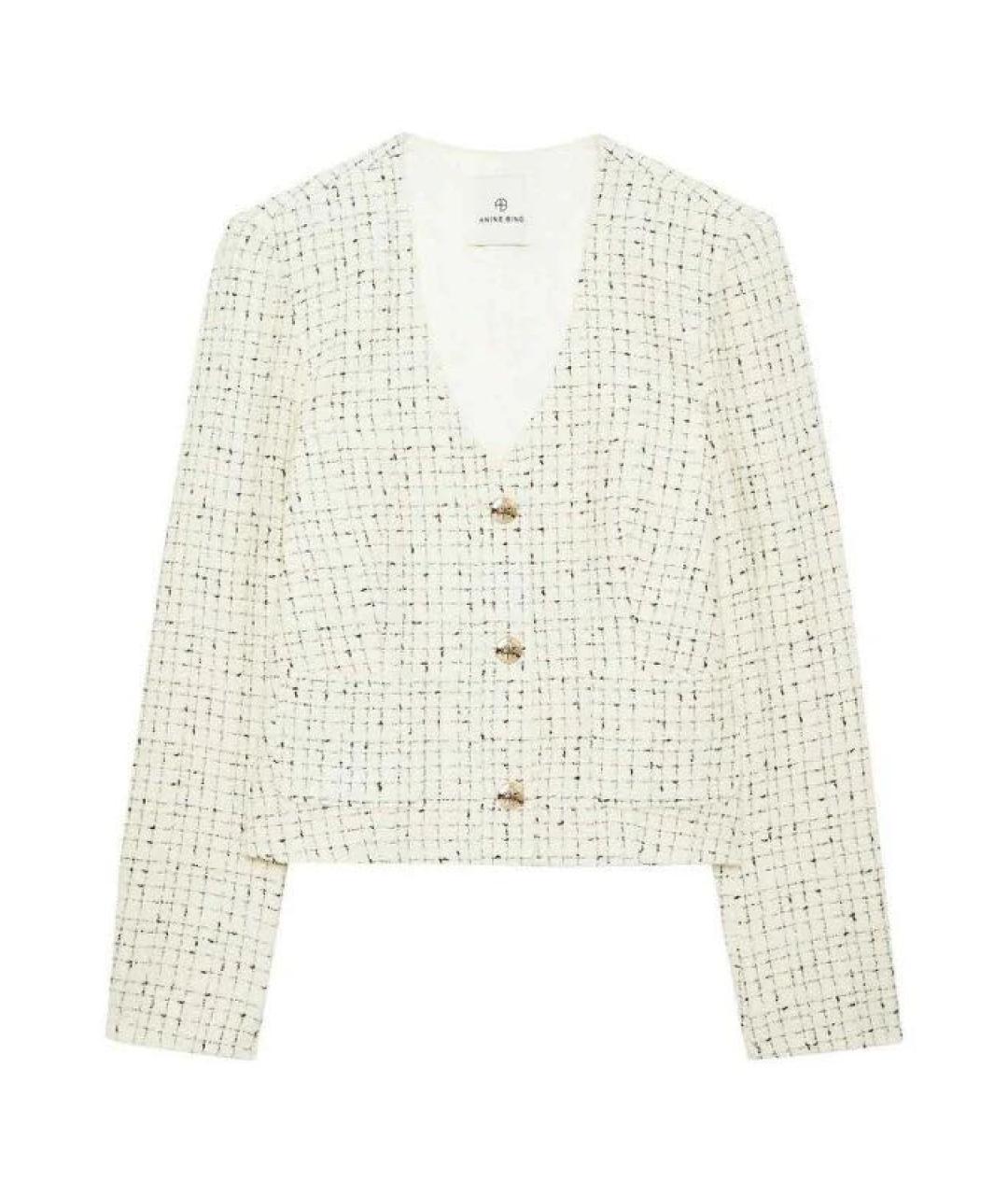 ANINE BING Белый твидовый жакет/пиджак, фото 9