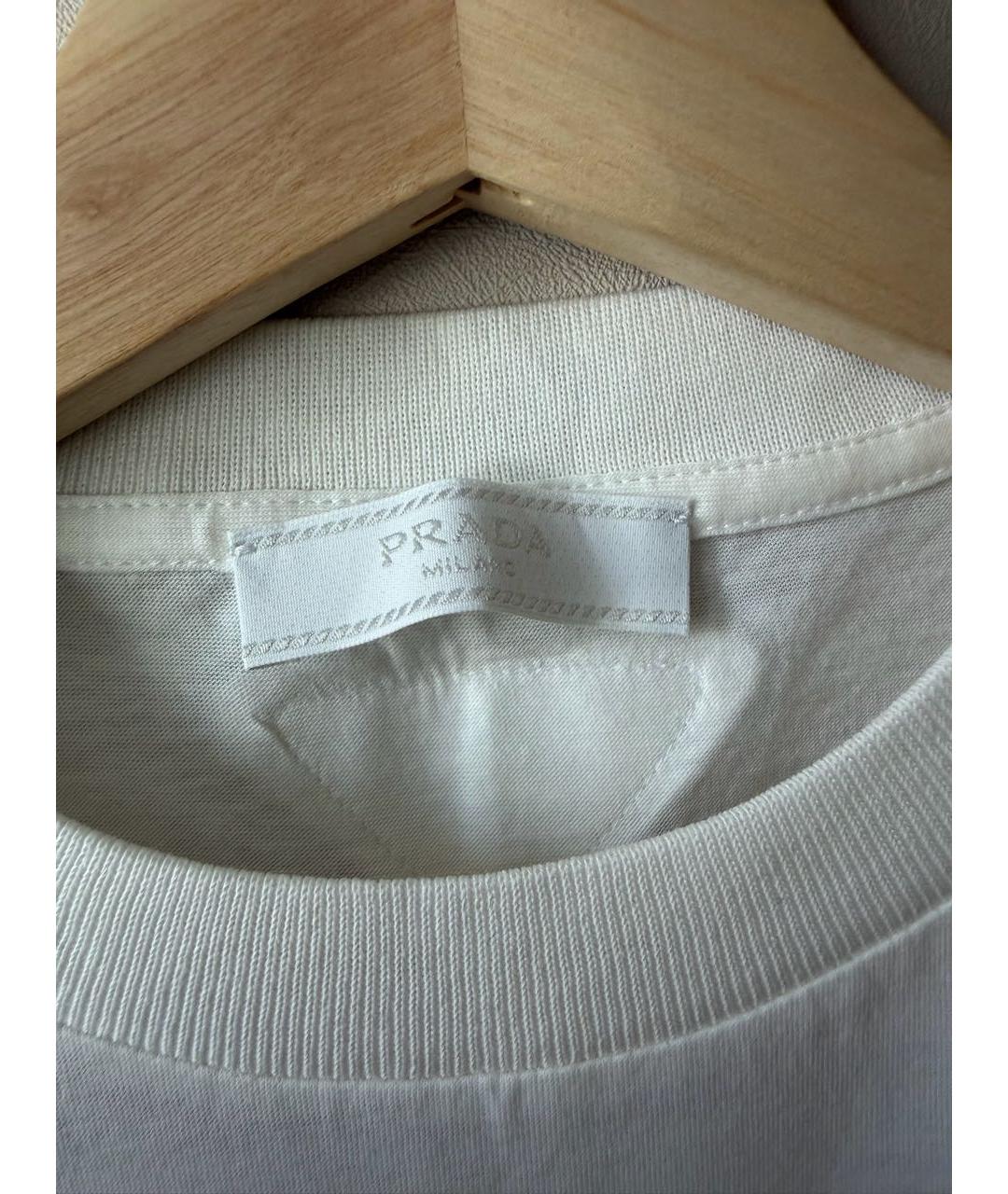 PRADA Белая хлопковая футболка, фото 4