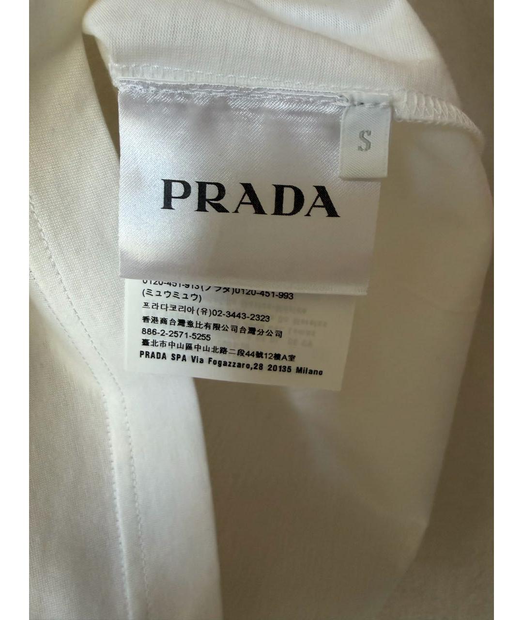 PRADA Белая хлопковая футболка, фото 5