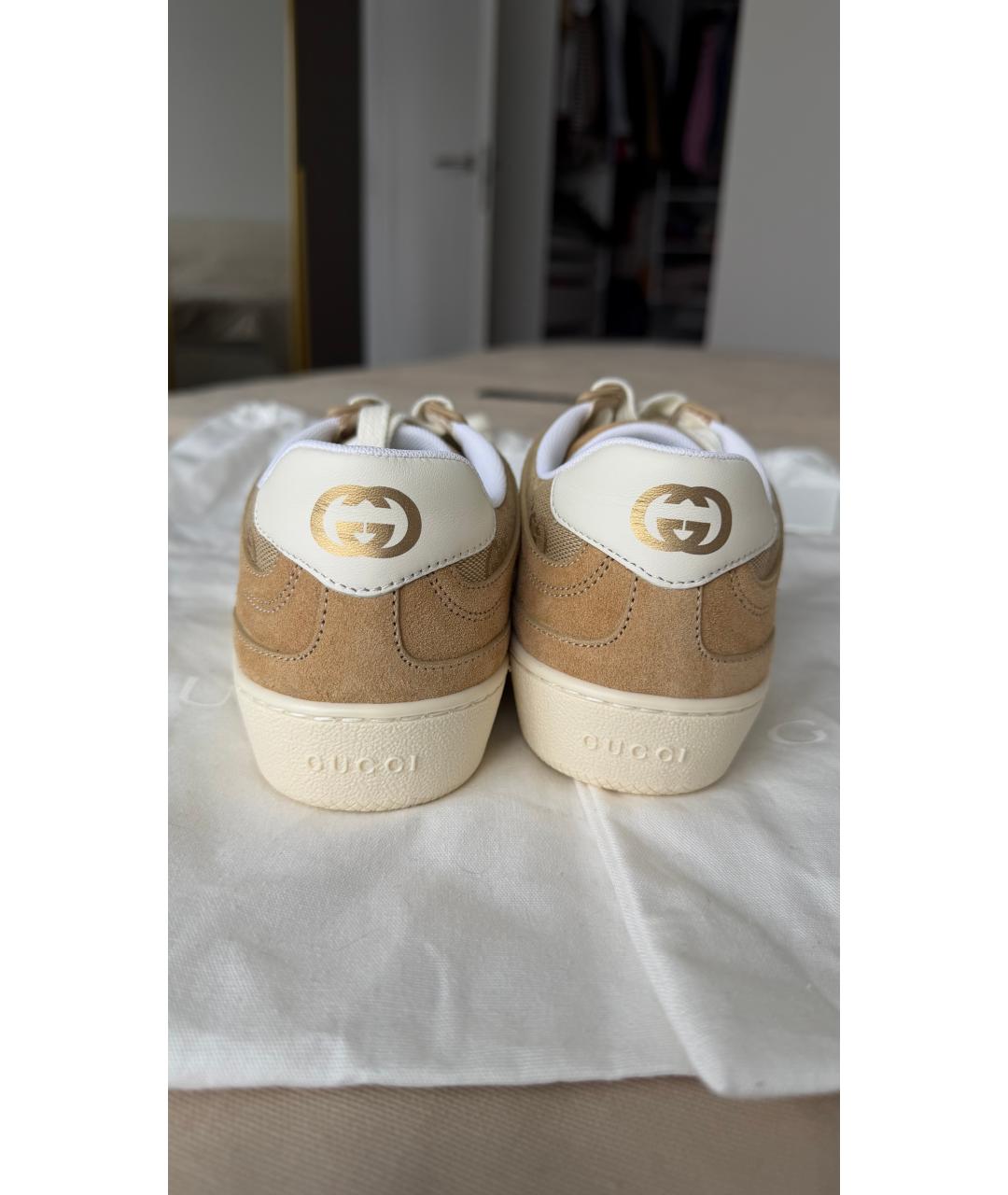 GUCCI Бежевые замшевые кеды, фото 4