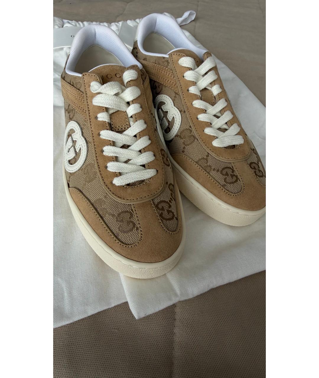 GUCCI Бежевые замшевые кеды, фото 2