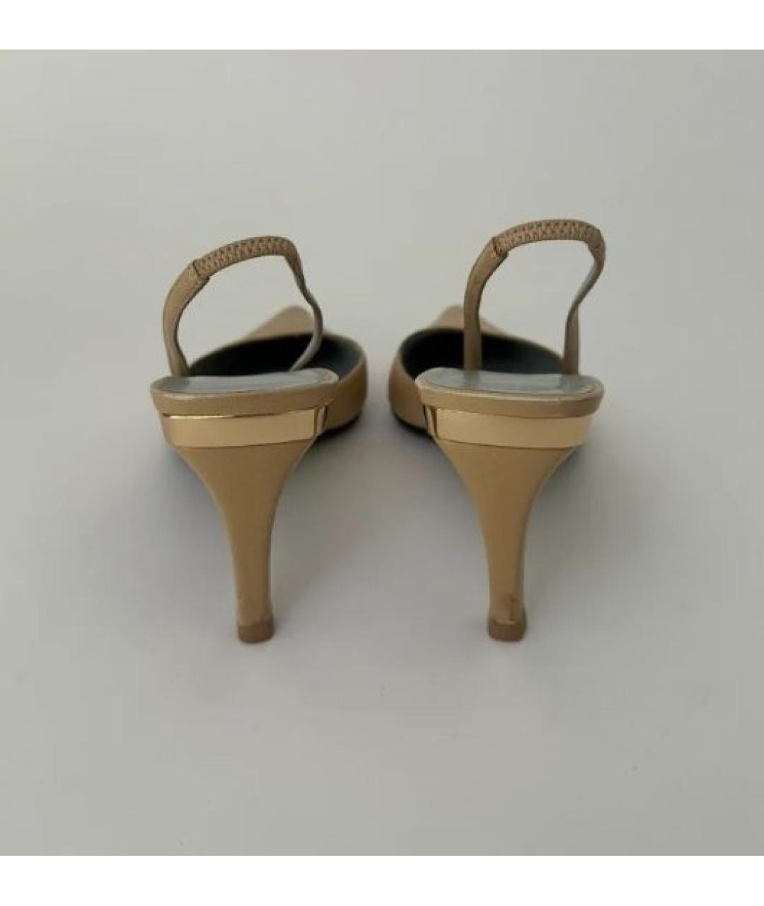 GUCCI Бежевые кожаные босоножки, фото 3