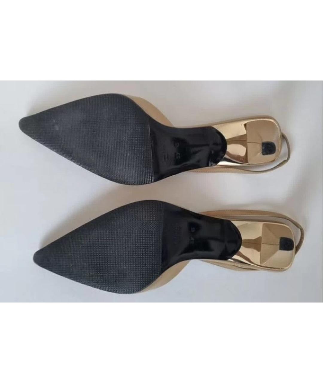 GUCCI Бежевые кожаные босоножки, фото 4