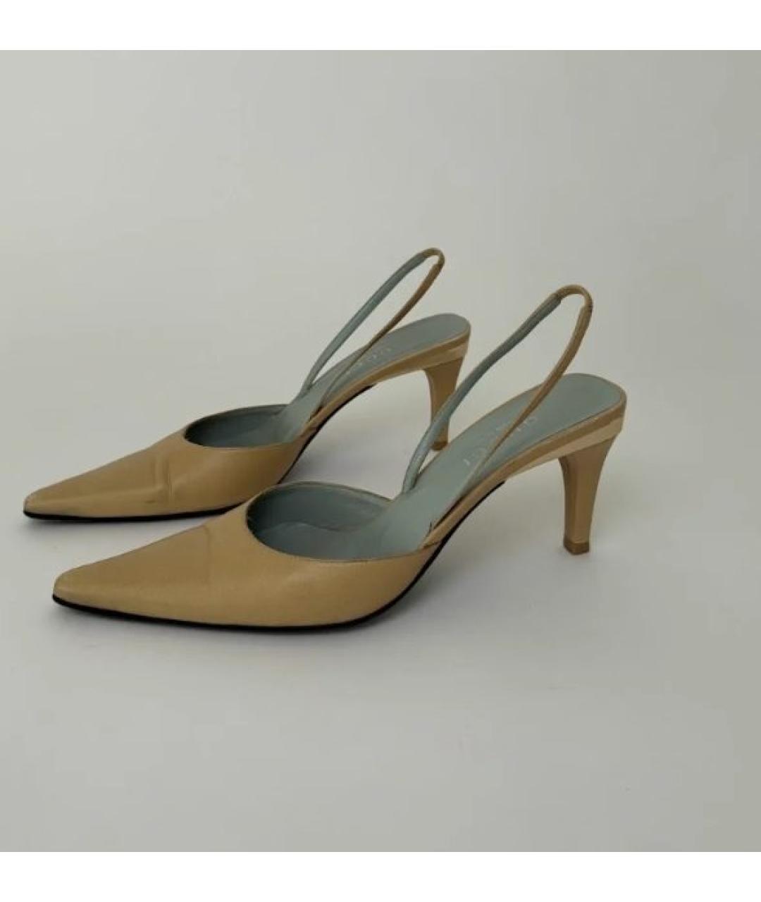 GUCCI Бежевые кожаные босоножки, фото 2