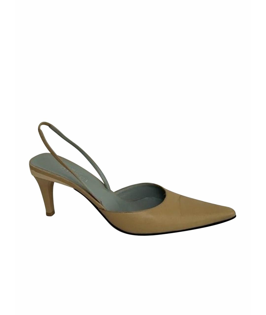 GUCCI Бежевые кожаные босоножки, фото 1