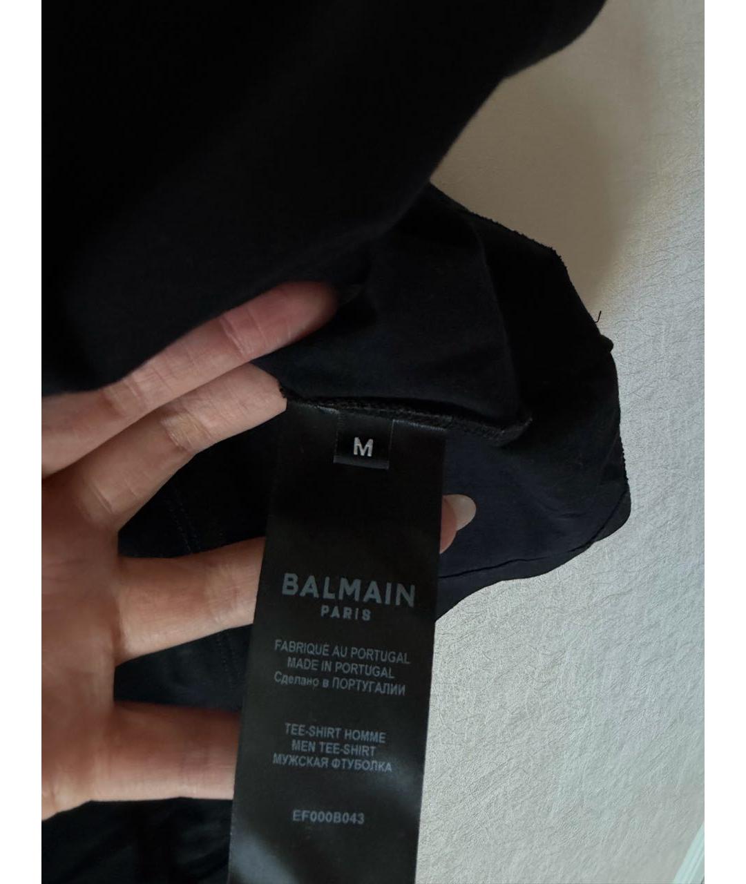 BALMAIN Черная хлопковая футболка, фото 4