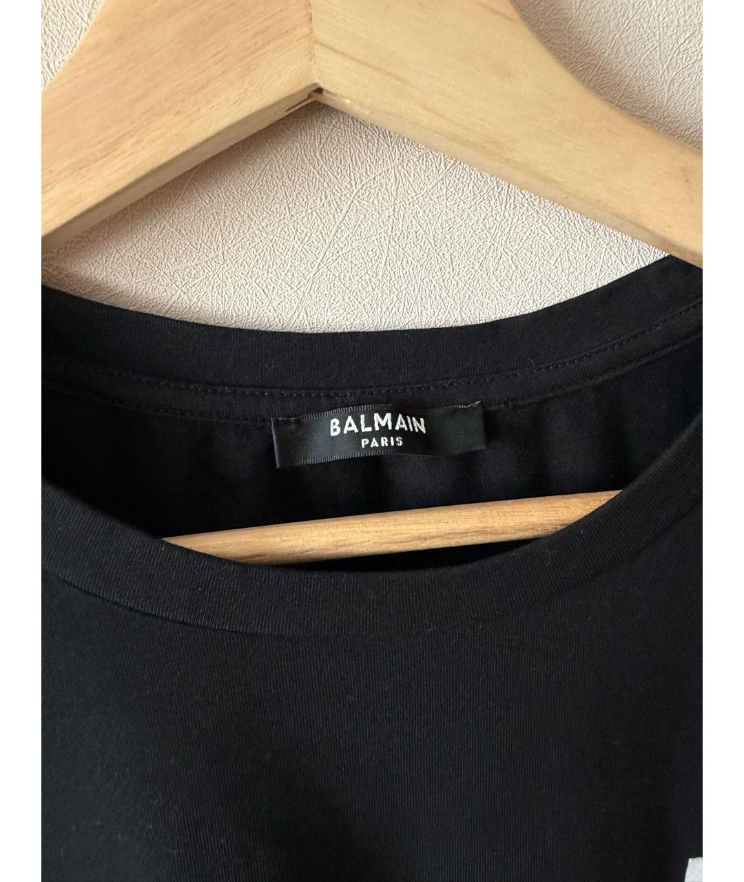 BALMAIN Черная хлопковая футболка, фото 3