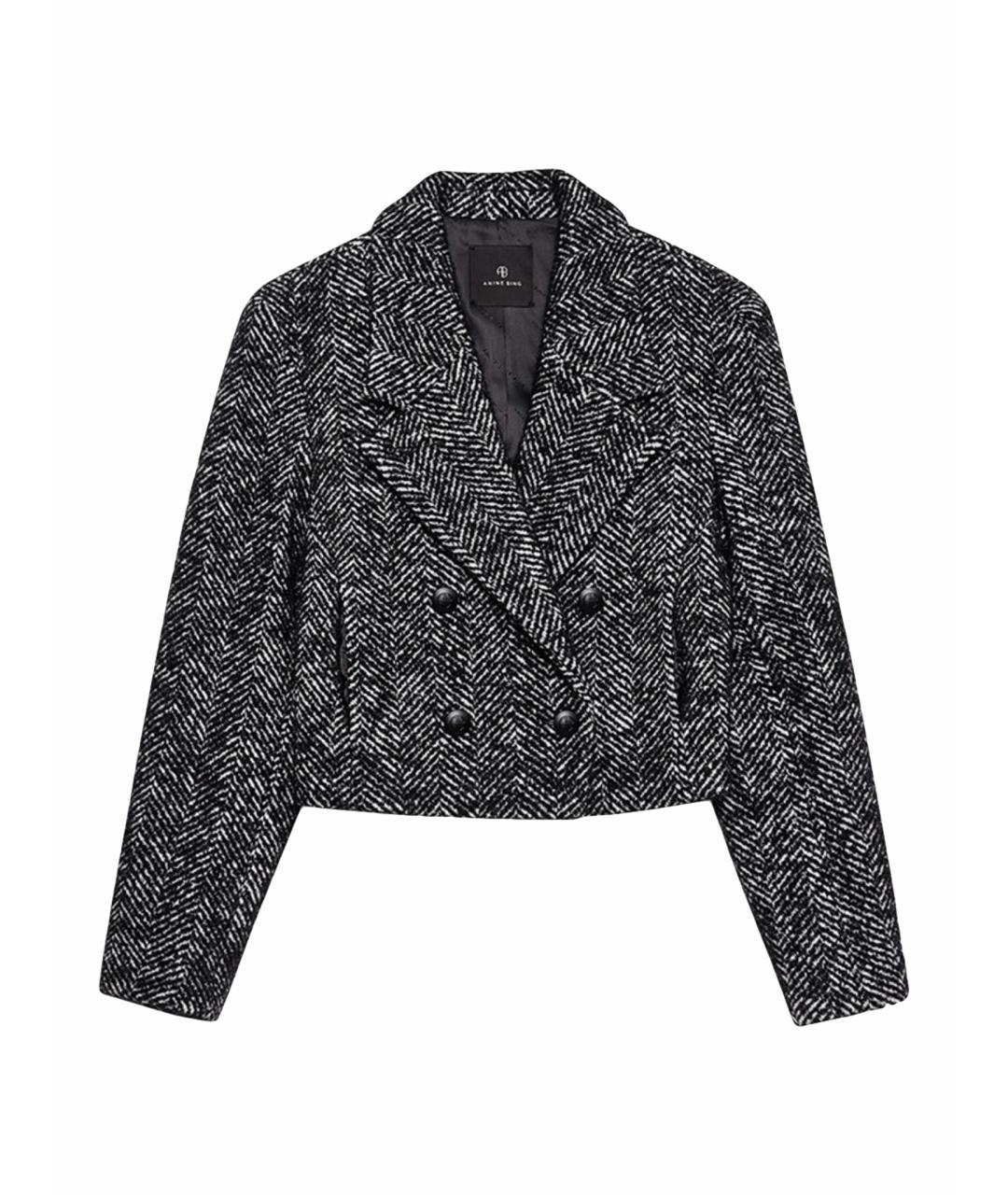 ANINE BING Черный твидовый жакет/пиджак, фото 1