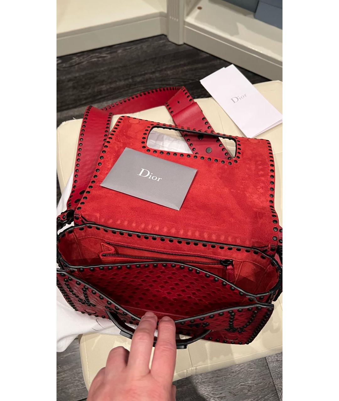 CHRISTIAN DIOR Красная кожаная сумка через плечо, фото 2