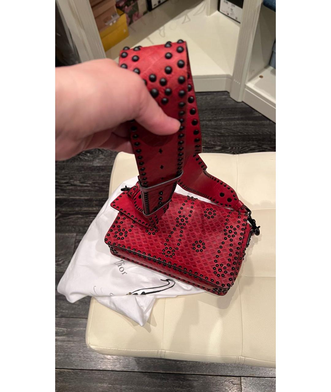 CHRISTIAN DIOR Красная кожаная сумка через плечо, фото 5