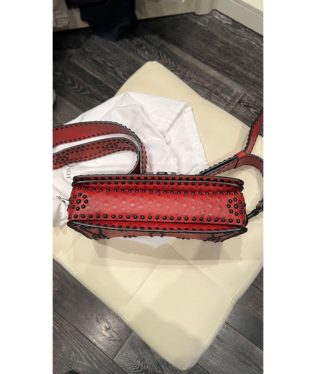CHRISTIAN DIOR Красная кожаная сумка через плечо, фото 4