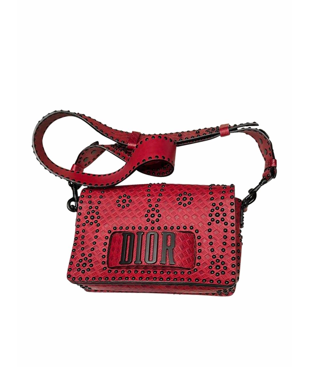 CHRISTIAN DIOR Красная кожаная сумка через плечо, фото 1
