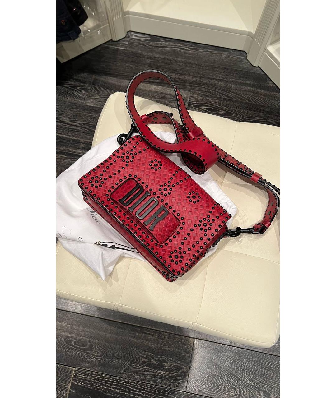 CHRISTIAN DIOR Красная кожаная сумка через плечо, фото 7