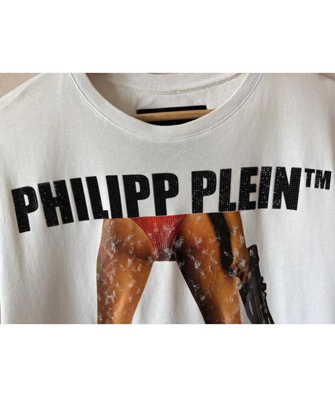 PHILIPP PLEIN Белая хлопковая футболка, фото 4