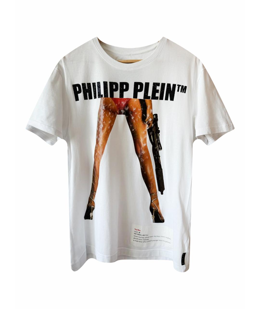 PHILIPP PLEIN Белая хлопковая футболка, фото 1