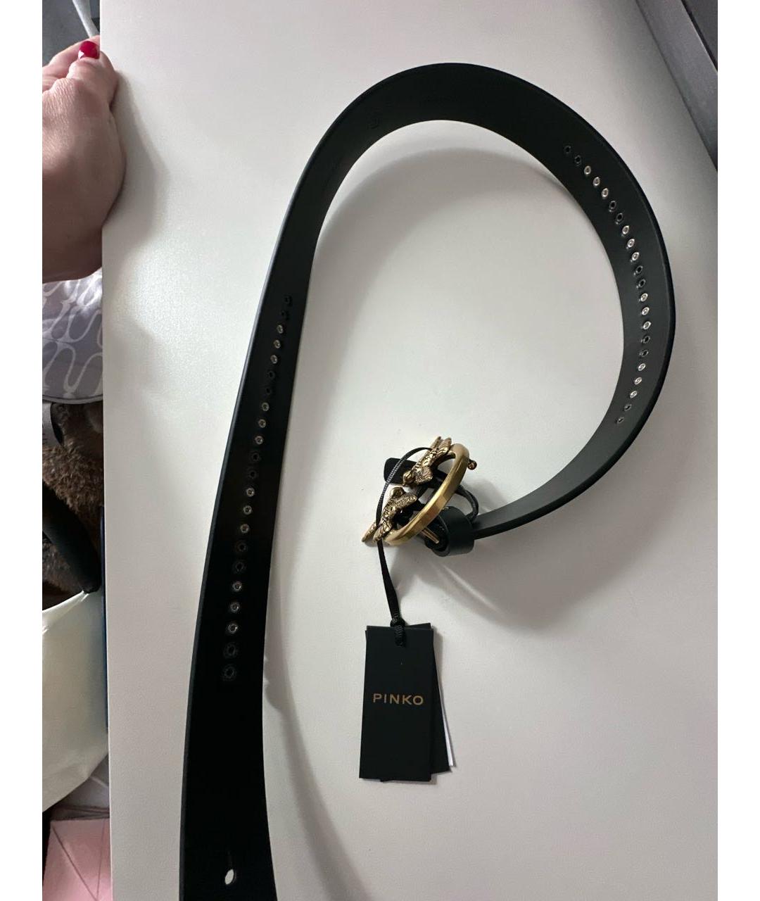 PINKO Черный кожаный ремень, фото 4