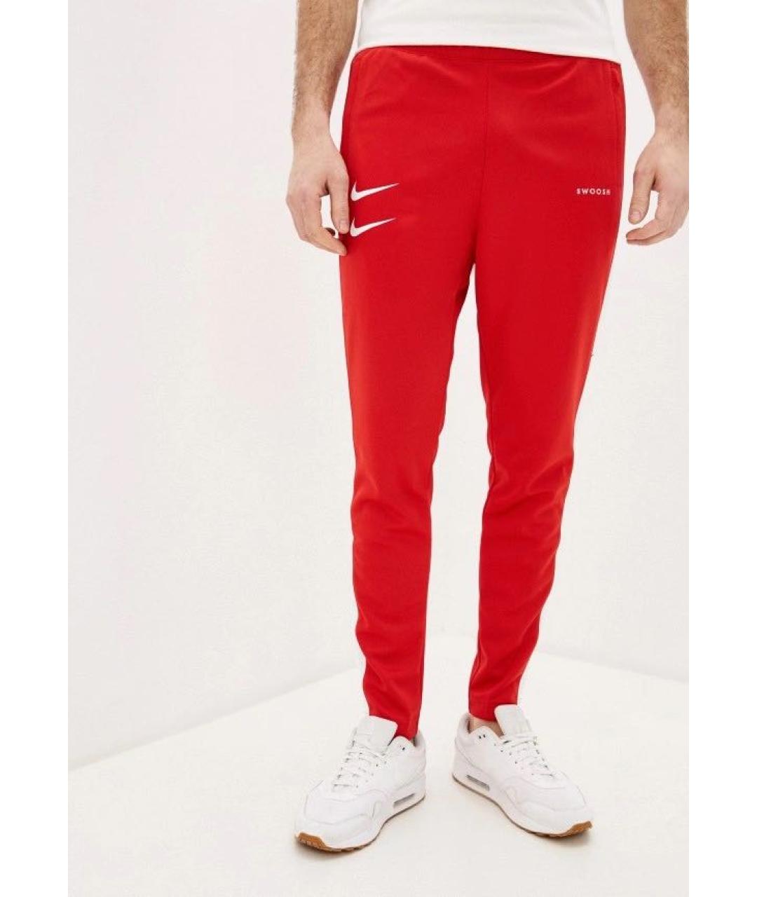 NIKE Красные синтетические брюки чинос, фото 5