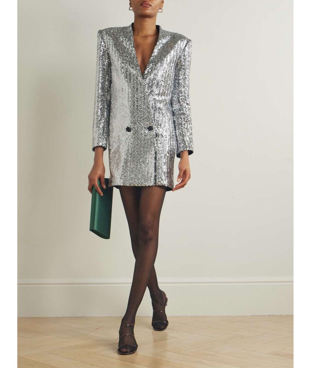 ANINE BING Серебряное полиэстеровое вечернее платье, фото 3