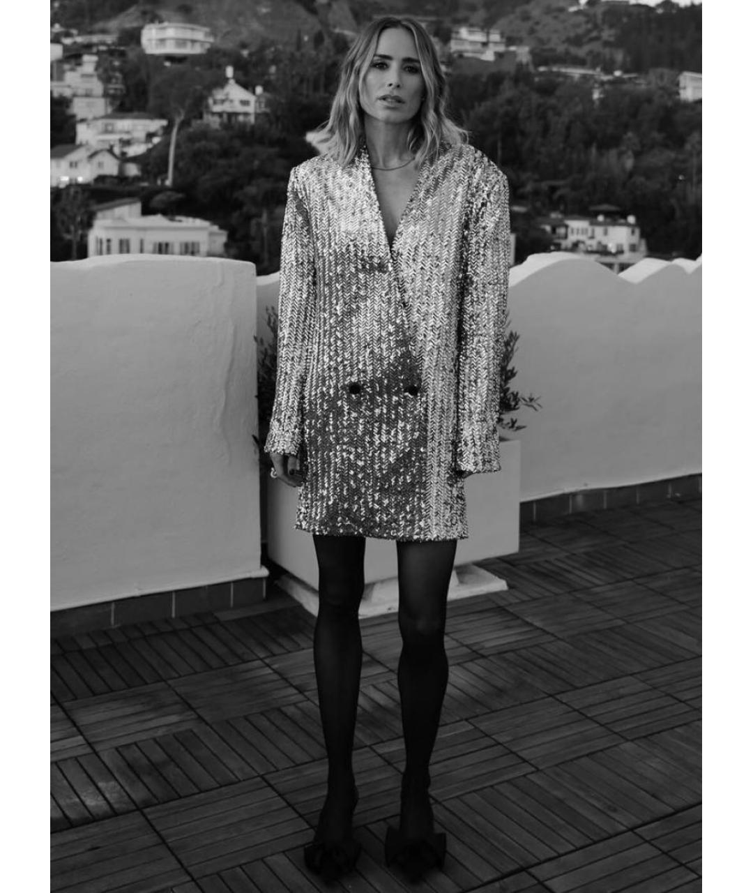 ANINE BING Серебряное полиэстеровое вечернее платье, фото 8