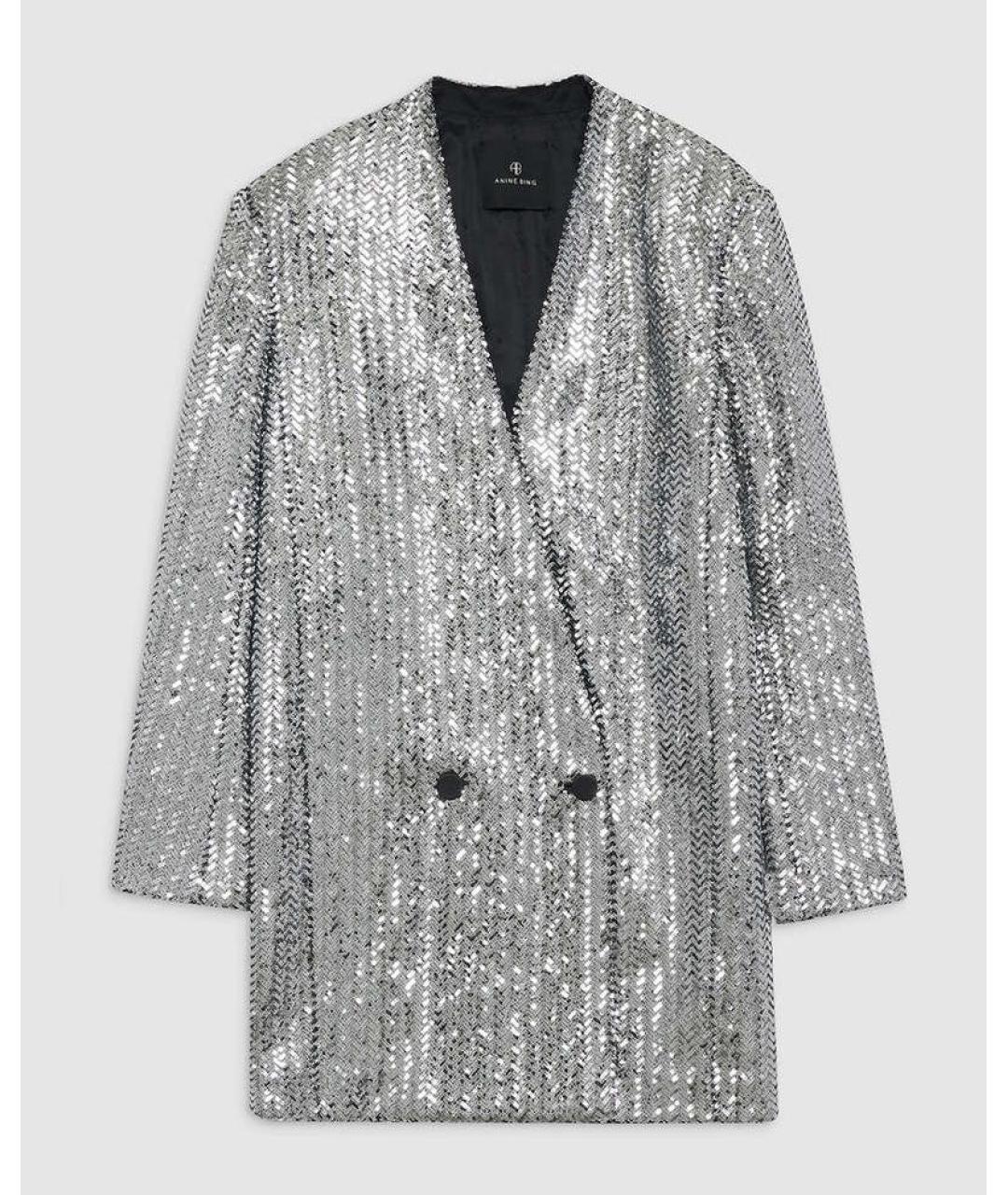 ANINE BING Серебряное полиэстеровое вечернее платье, фото 9