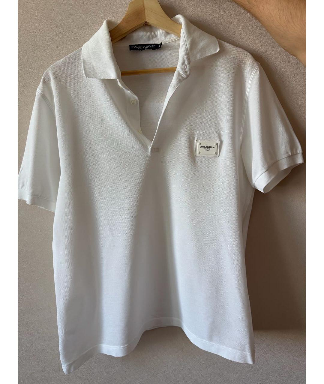 DOLCE&GABBANA Белое хлопковое поло с коротким рукавом, фото 5