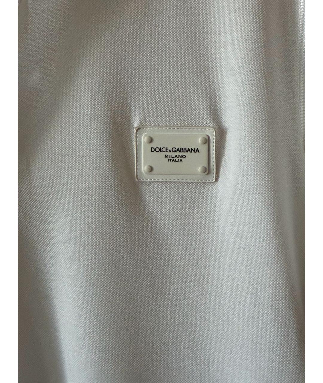 DOLCE&GABBANA Белое хлопковое поло с коротким рукавом, фото 3