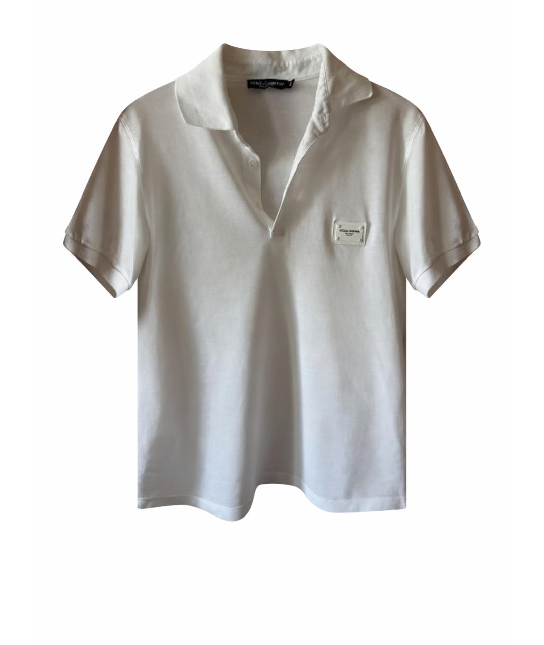 DOLCE&GABBANA Белое хлопковое поло с коротким рукавом, фото 1