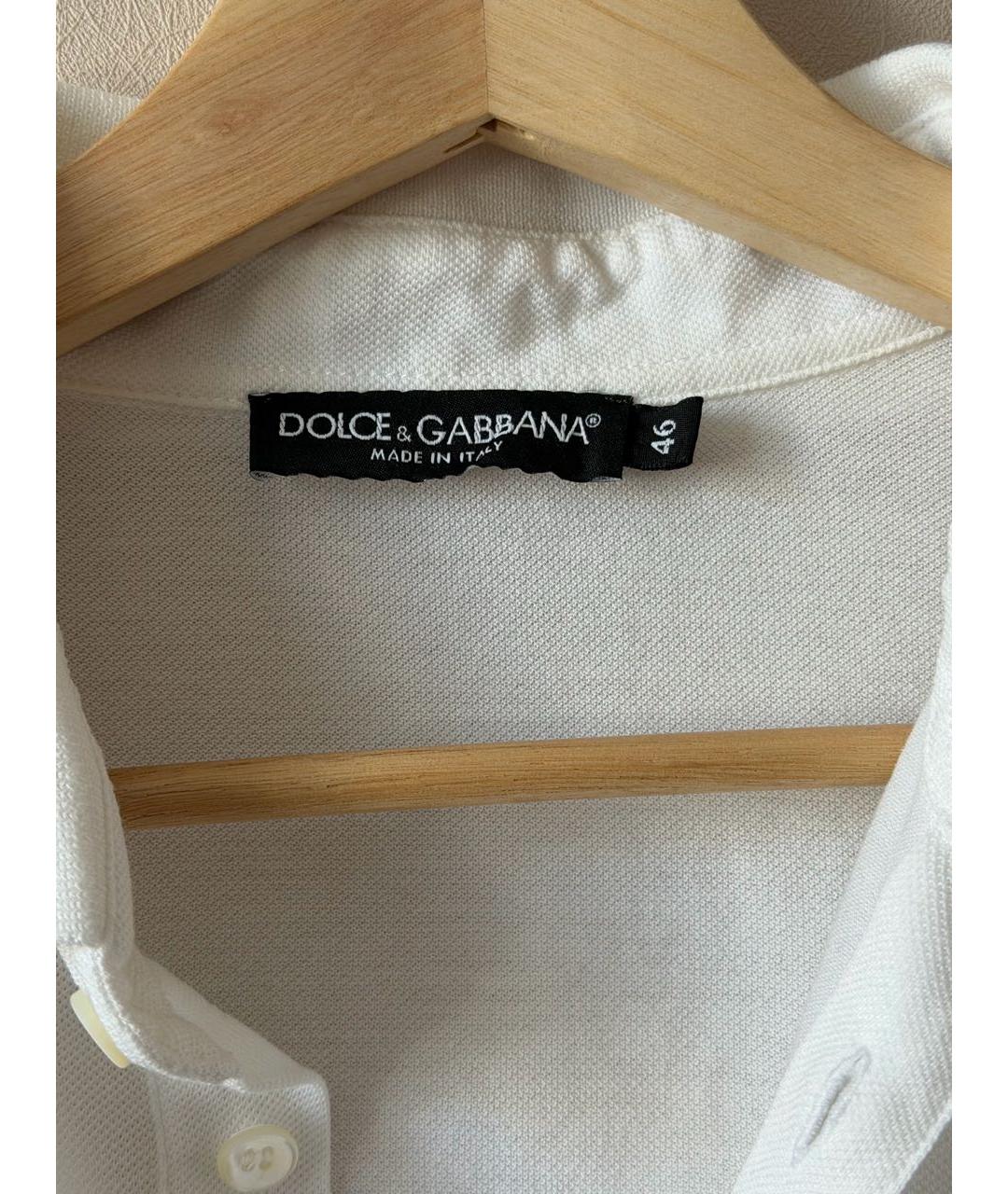 DOLCE&GABBANA Белое хлопковое поло с коротким рукавом, фото 4