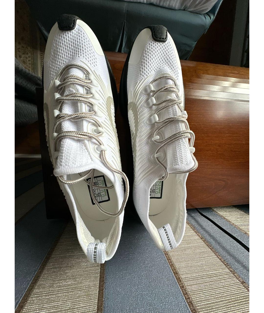 GUCCI Белые текстильные низкие кроссовки / кеды, фото 3