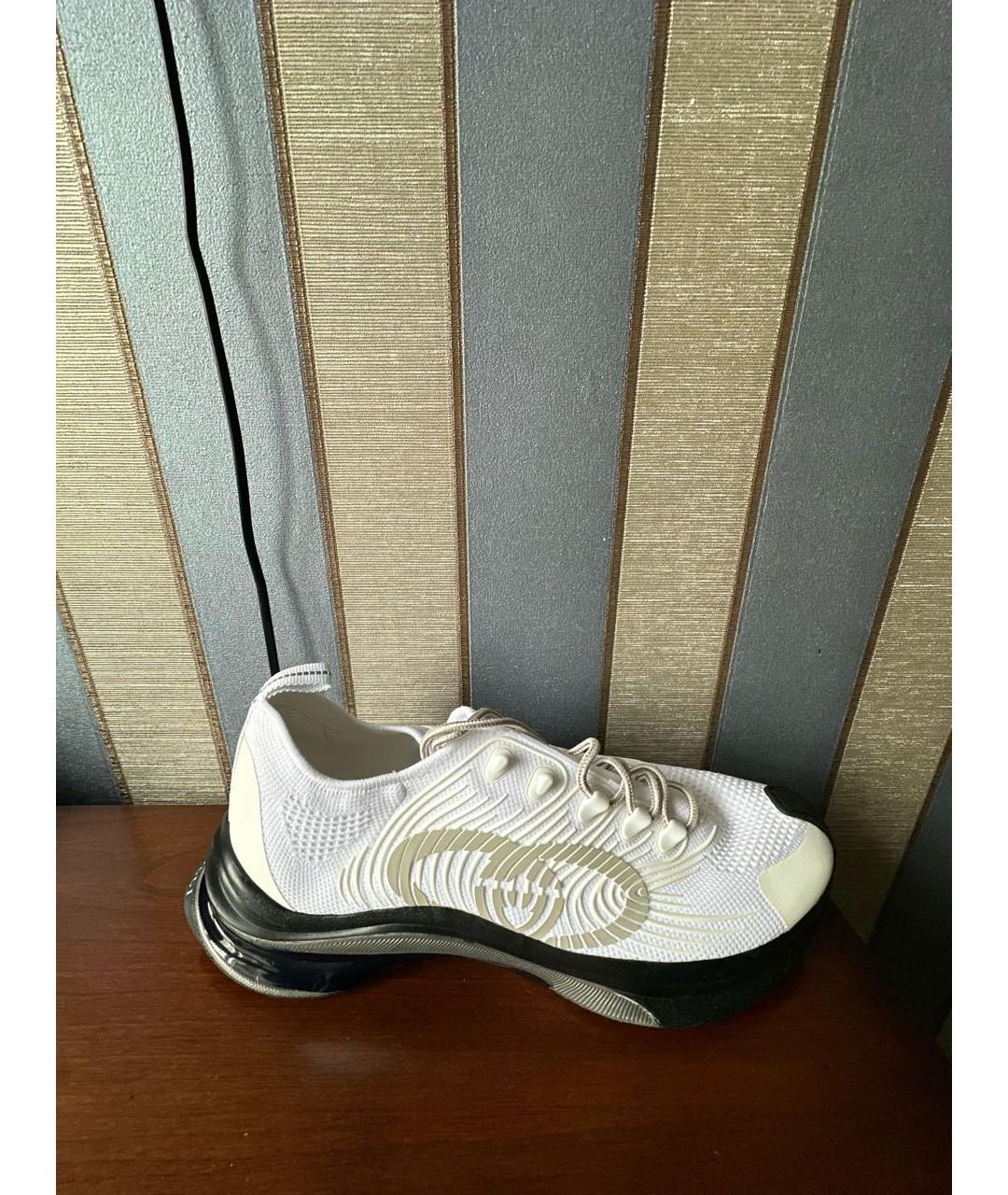 GUCCI Белые текстильные низкие кроссовки / кеды, фото 8