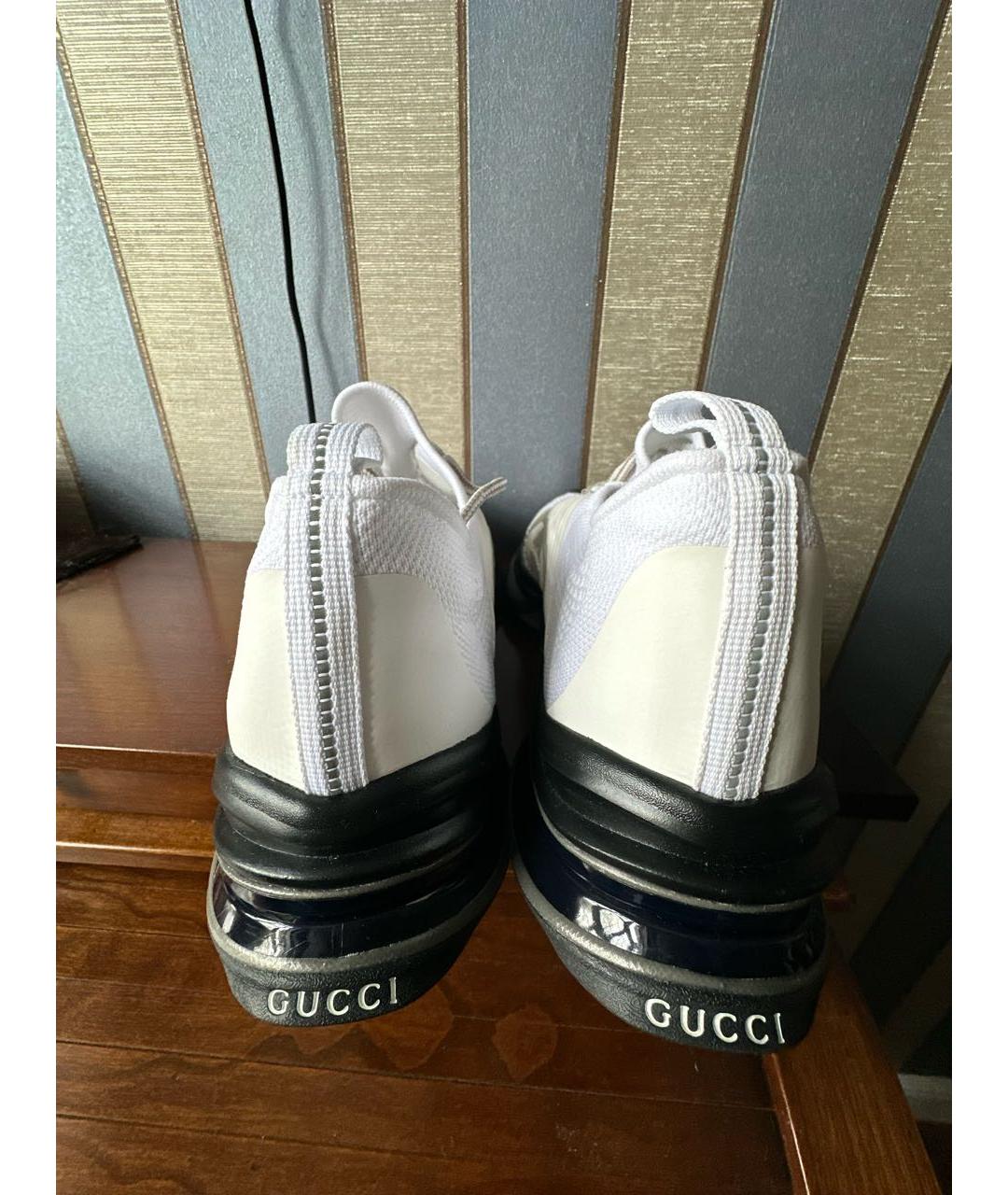 GUCCI Белые текстильные низкие кроссовки / кеды, фото 4