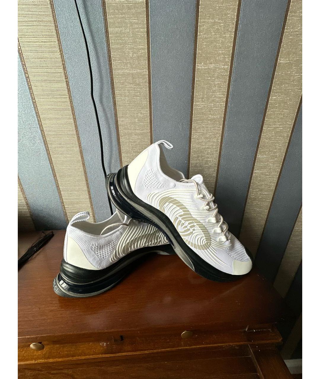 GUCCI Белые текстильные низкие кроссовки / кеды, фото 5