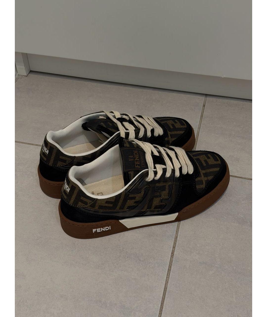 FENDI Коричневые текстильные кеды, фото 5