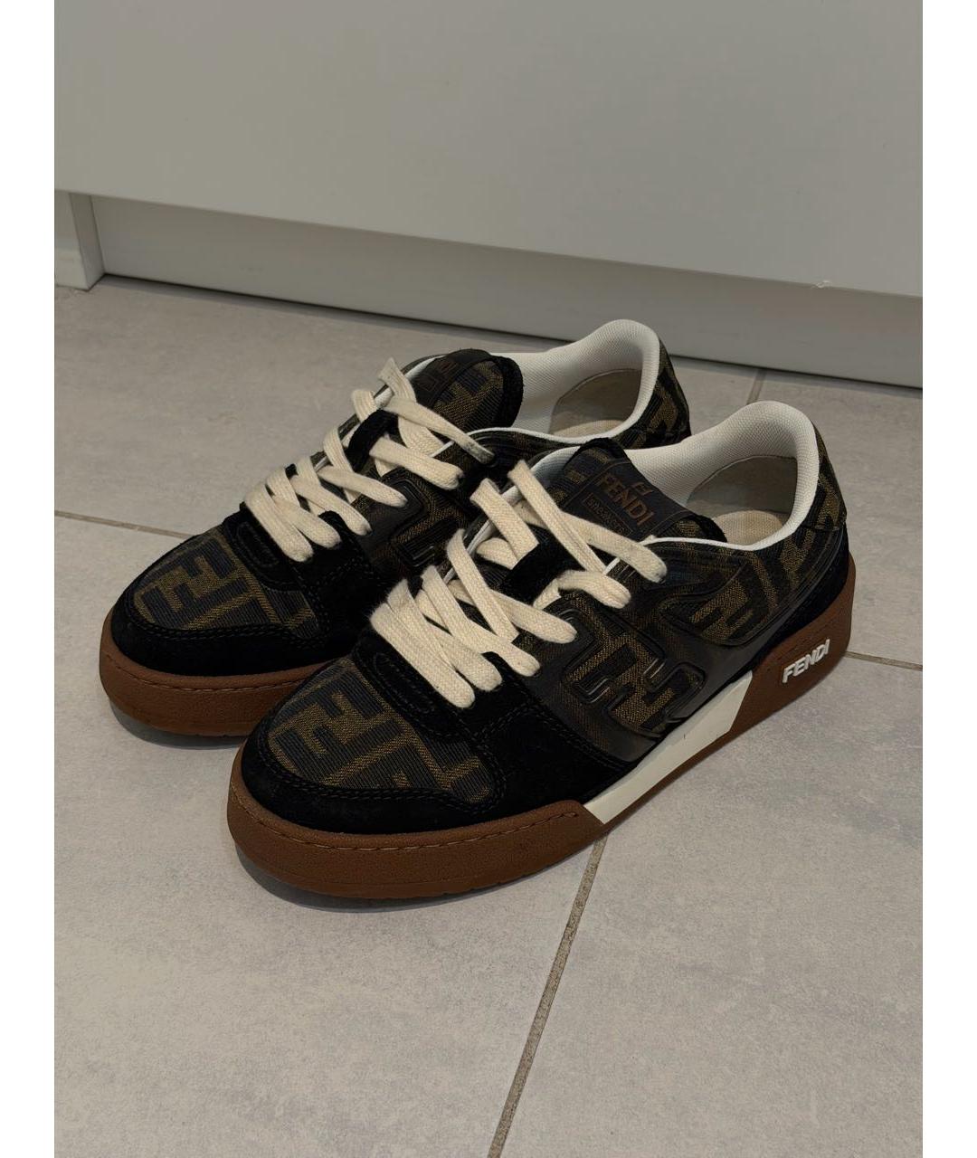 FENDI Коричневые текстильные кеды, фото 2