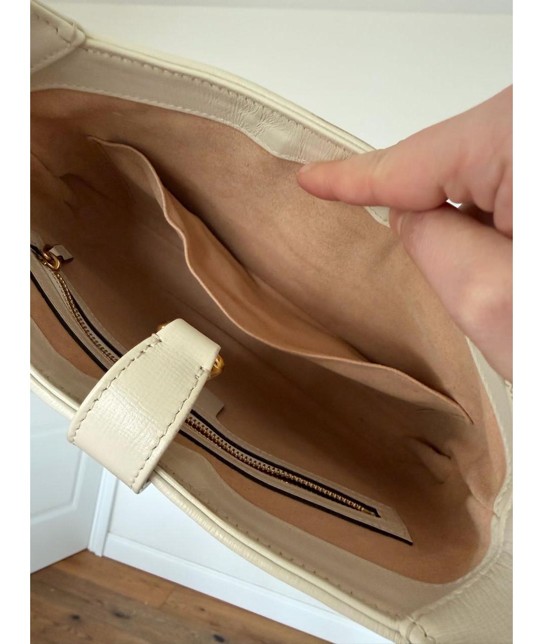 GUCCI Бежевая кожаная сумка с короткими ручками, фото 3
