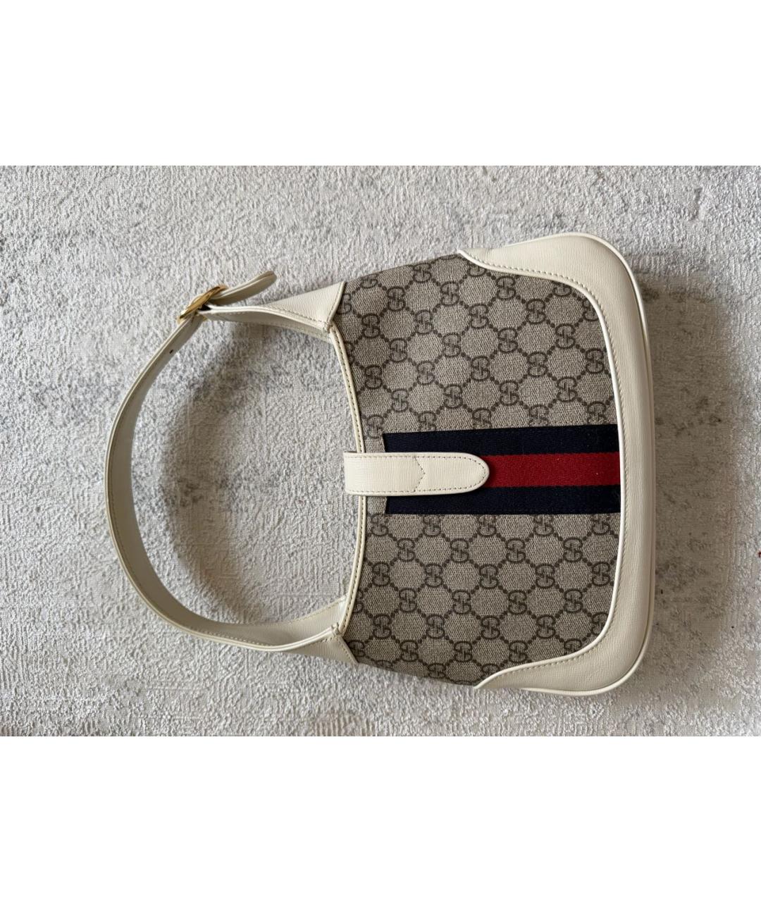 GUCCI Бежевая кожаная сумка с короткими ручками, фото 2