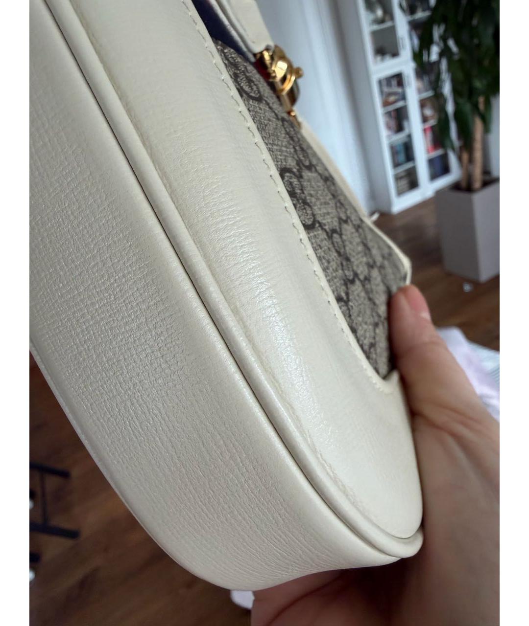 GUCCI Бежевая кожаная сумка с короткими ручками, фото 4