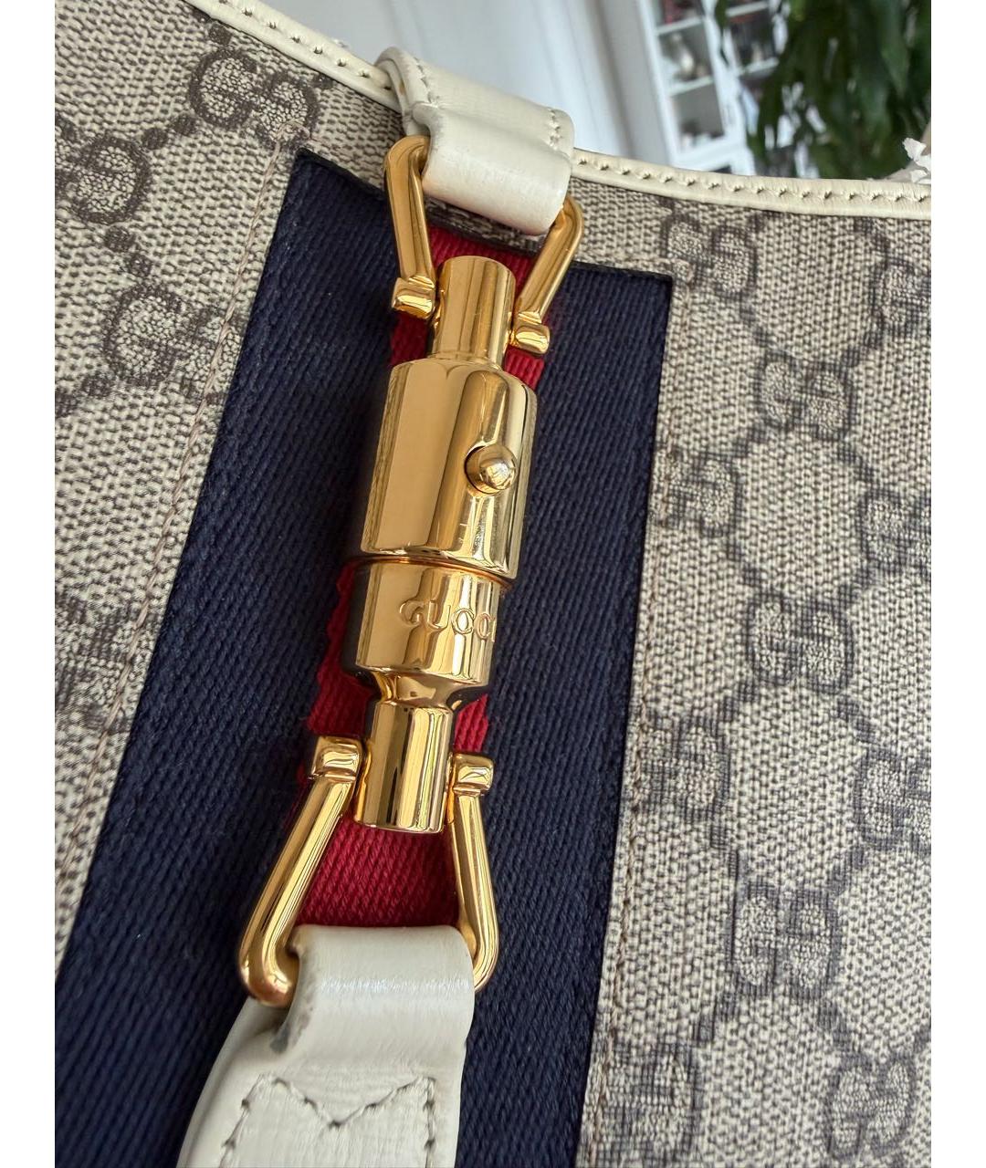 GUCCI Бежевая кожаная сумка с короткими ручками, фото 5