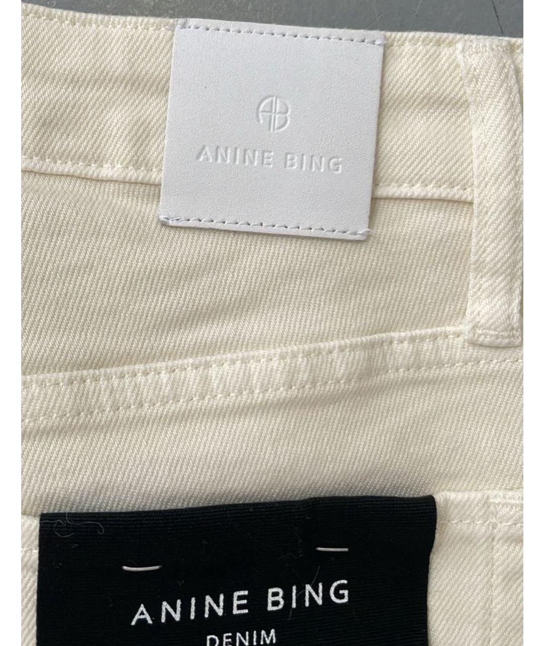 ANINE BING Бежевые хлопко-эластановые прямые джинсы, фото 5