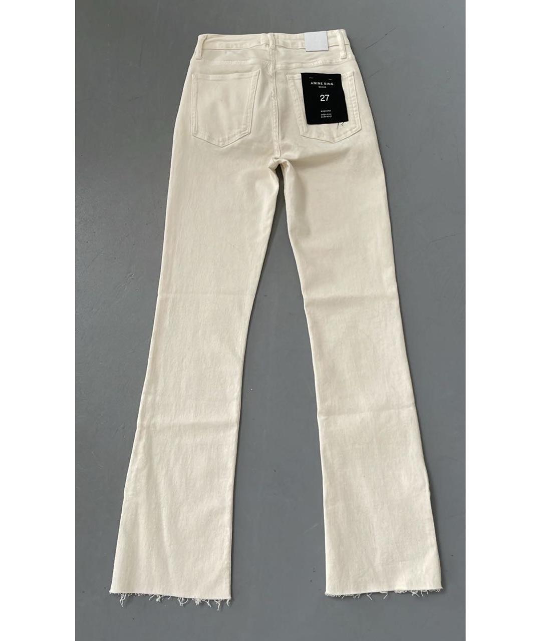 ANINE BING Бежевые хлопко-эластановые прямые джинсы, фото 3