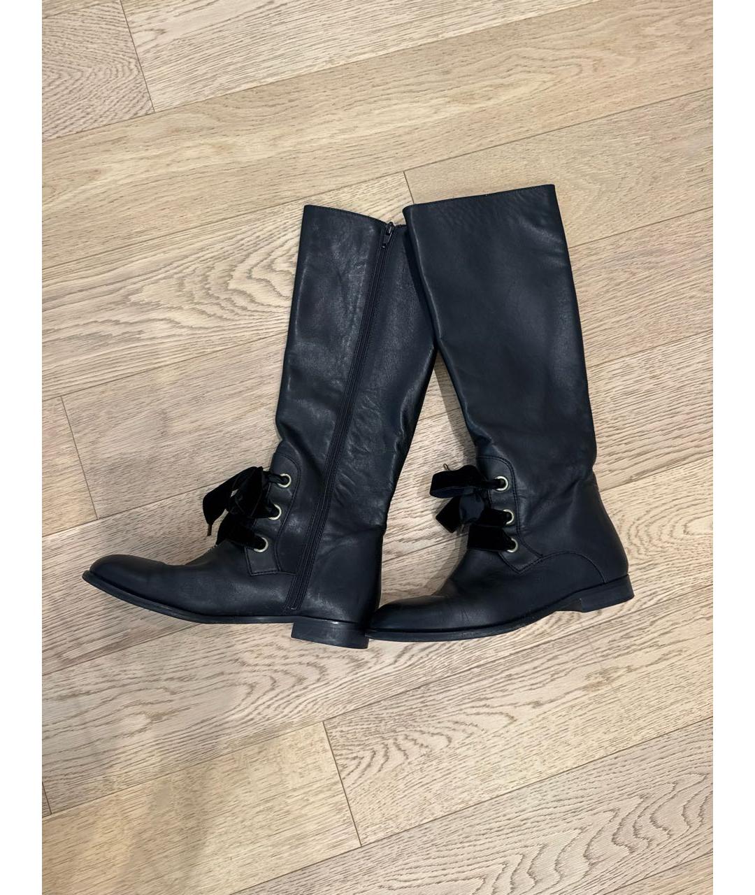 RED VALENTINO Черные кожаные сапоги, фото 7
