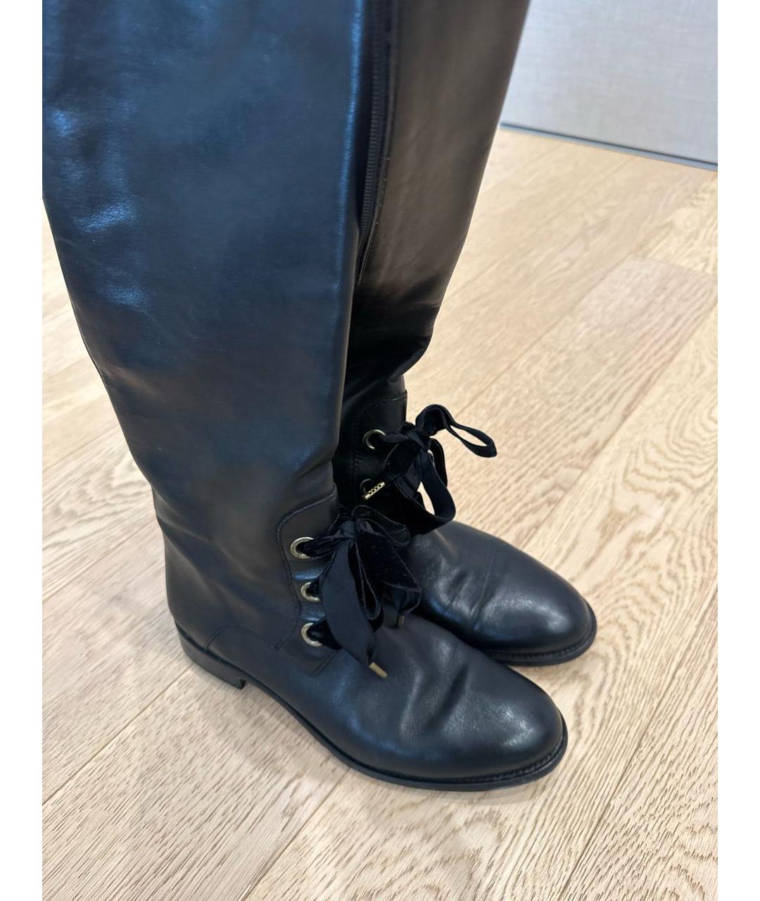 RED VALENTINO Черные кожаные сапоги, фото 2