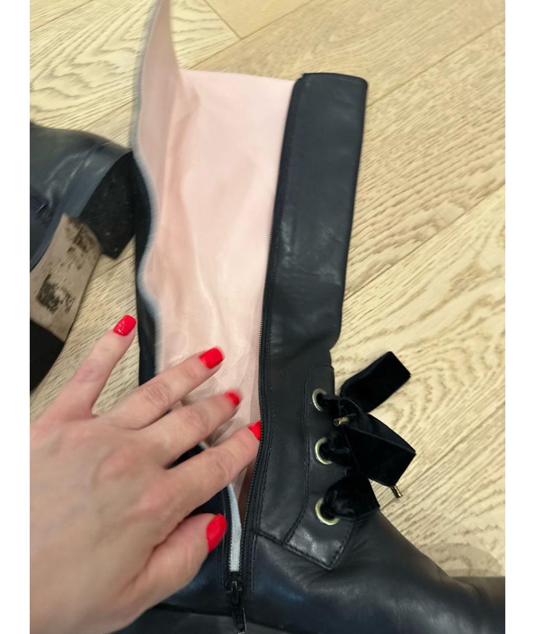 RED VALENTINO Черные кожаные сапоги, фото 5