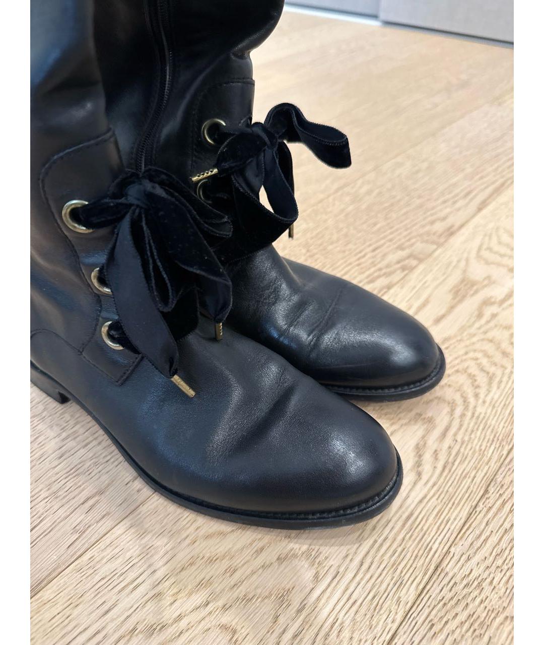 RED VALENTINO Черные кожаные сапоги, фото 3