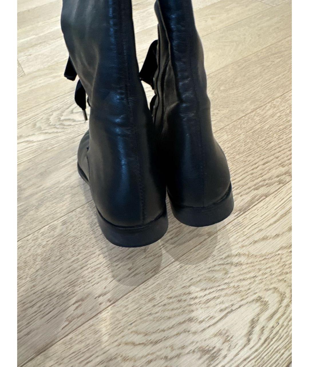 RED VALENTINO Черные кожаные сапоги, фото 4