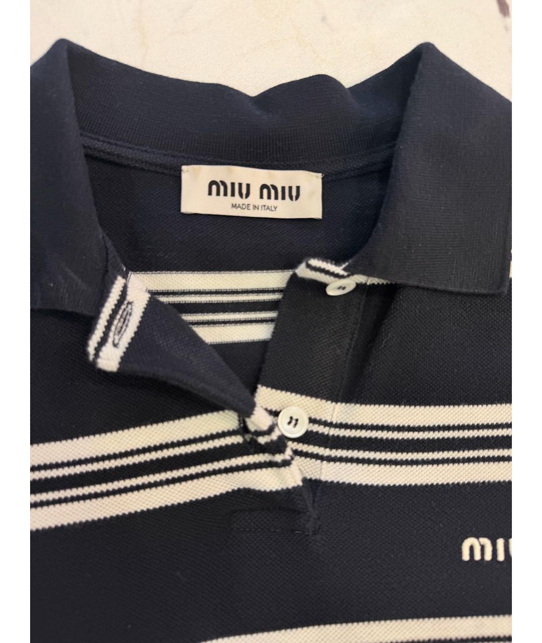 MIU MIU Синяя хлопковая футболка, фото 2